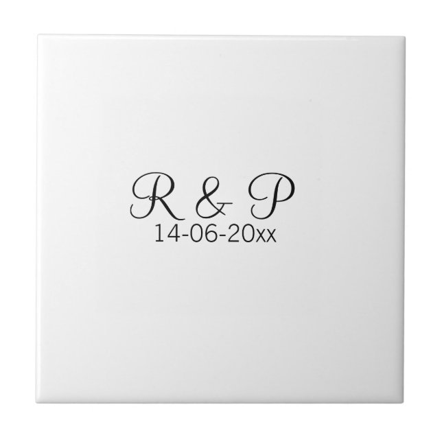 Add couple name monogram add date year wedding rom ceramic tile (Front)