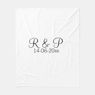Add couple name monogram add date year wedding rom fleece blanket