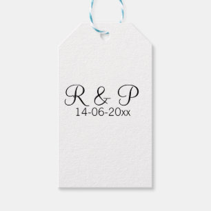 Add couple name monogram add date year wedding rom gift tags