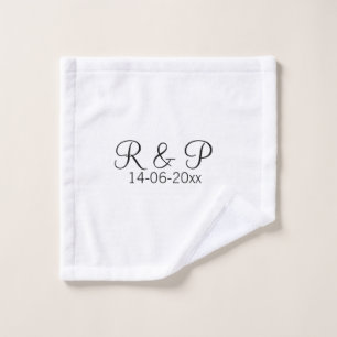 Add couple name monogram add date year wedding rom wash cloth