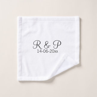Add couple name monogram add date year wedding rom wash cloth