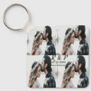 Add couple photo merry married add date year  key ring