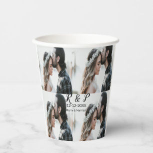 Add couple photo merry married add date year paper cups