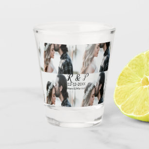 Add couple photo merry married add date year shot glass