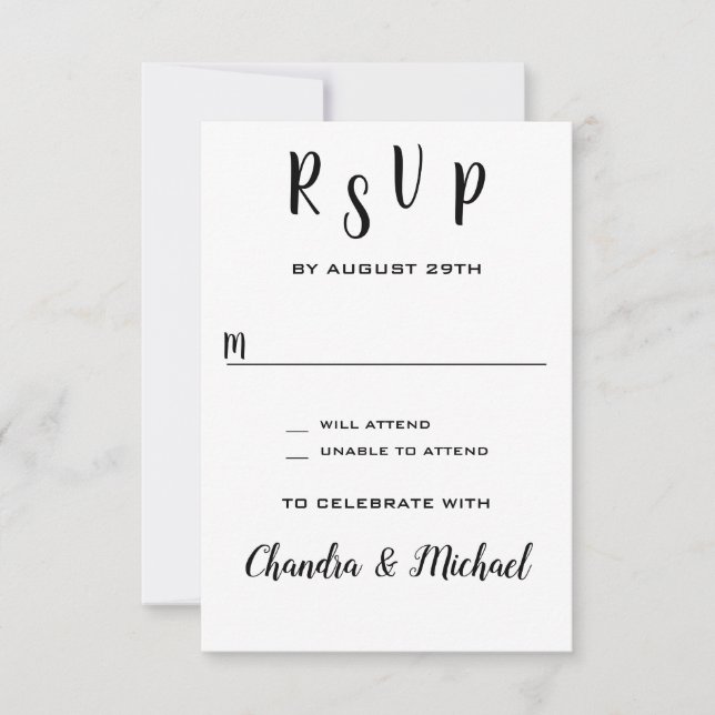 Add Couple's Names Wedding Response RSVP Cards (Front)