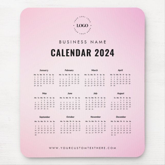 Add Custom Business Company Logo 2024 Calendar     Mouse Pad (Front)