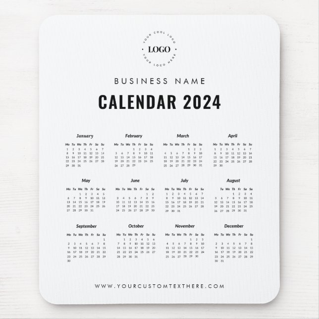 Add Custom Business Company Logo 2024 Calendar     Mouse Pad (Front)