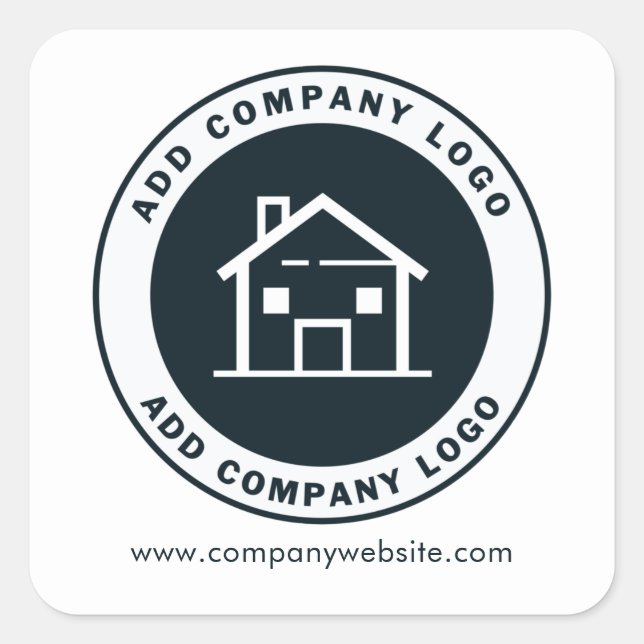 Add Custom Business Logo Company Website Address Square Sticker (Front)