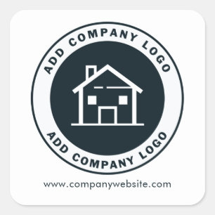 Add Custom Business Logo Company Website Address Square Sticker