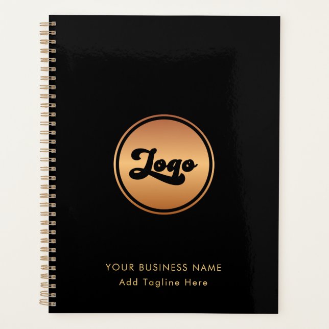 Add Custom Gold Business Logo Text Company 2024 Planner (Front)