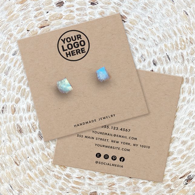 Add Custom Logo Kraft Stud Earring Display Holder (Creator Uploaded)