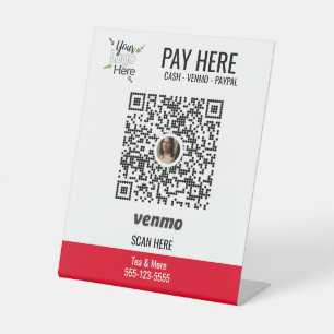 Add Custom Logo    Use Venmo Pay Red Pedestal Sign
