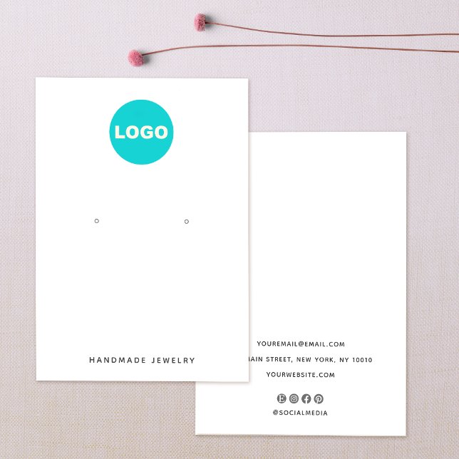 Add Custom Logo White Earring Display Holder (Creator Uploaded)