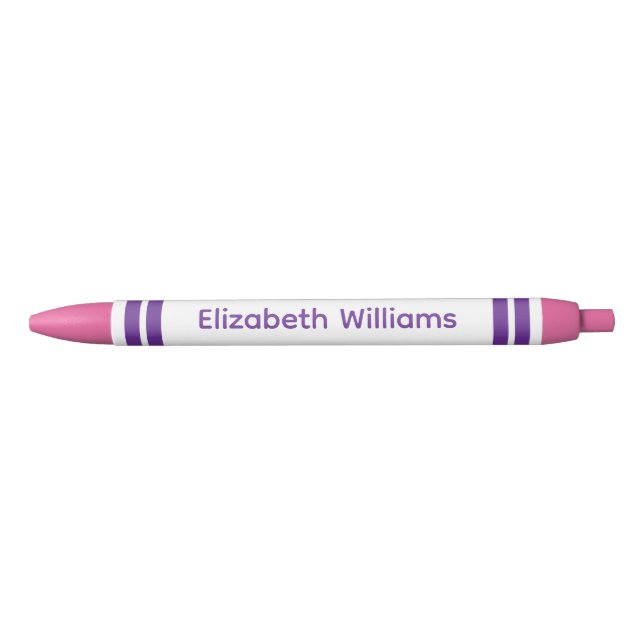 Add custom name stripes pink purple black ink pen (Front)