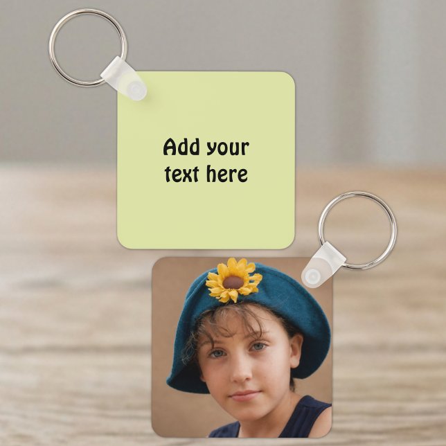 Add custom text 1 photo green key ring (Creator Uploaded)