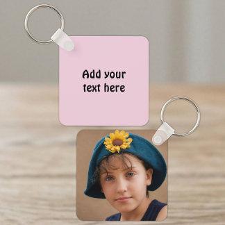 Add custom text 1 photo pink key ring