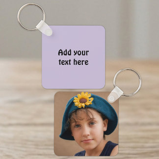 Add custom text 1 photo purple key ring
