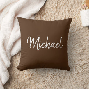 Add Custom Your Own Name Elegant Brown Cushion