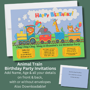 Add Details Animal Train Birthday Party Invitation