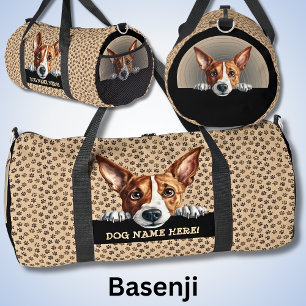 Add Dog Name or Your Name, Basenji Duffle Bag