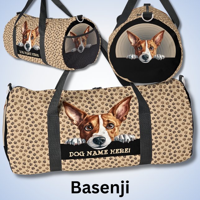 Add Dog Name or Your Name, Basenji Duffle Bag (Creator Uploaded)