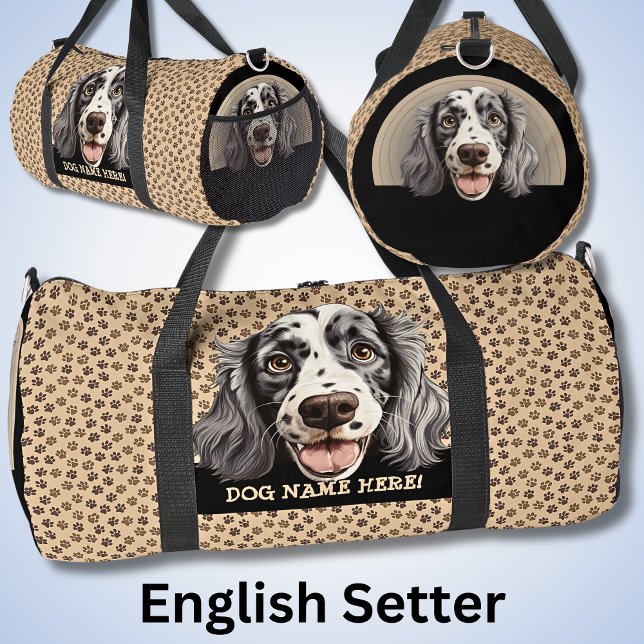 Add Dog Name or Your Name, English Setter Duffle Bag (Creator Uploaded)