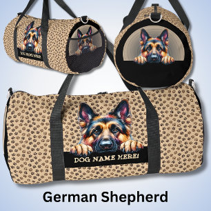 Add Dog Name or Your Name, German Shepherd Duffle Bag