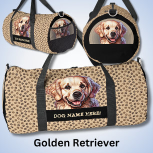 Add Dog Name or Your Name, Golden Retriever Duffle Bag