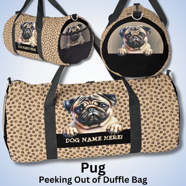 Add Dog Name or Your Name, Pug Duffle Bag (Creator Uploaded)