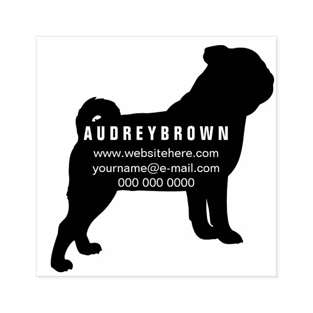 Add dog name return address Pug Rubber Stamp (Imprint)