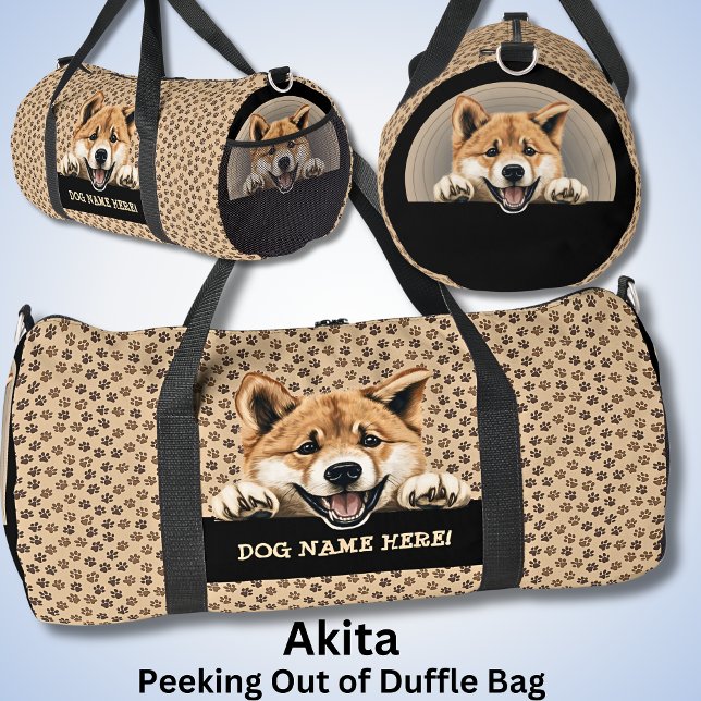 Add Dog Name Your Name, Akita Duffle Bag (Creator Uploaded)