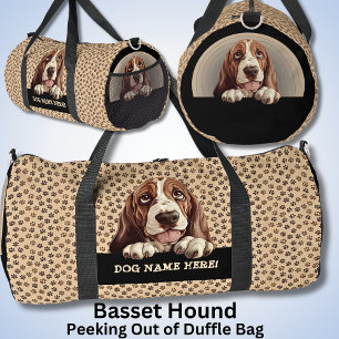 Add Dog Name Your Name, Basset Hound Duffle Bag