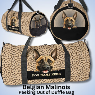 Add Dog Name Your Name, Belgian Malinois Duffle Bag