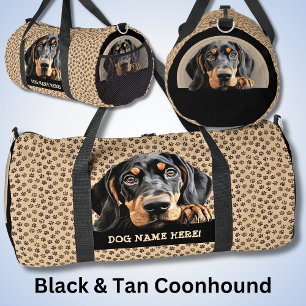 Add Dog Name, Your Name, Black & Tan Coonhound Duffle Bag