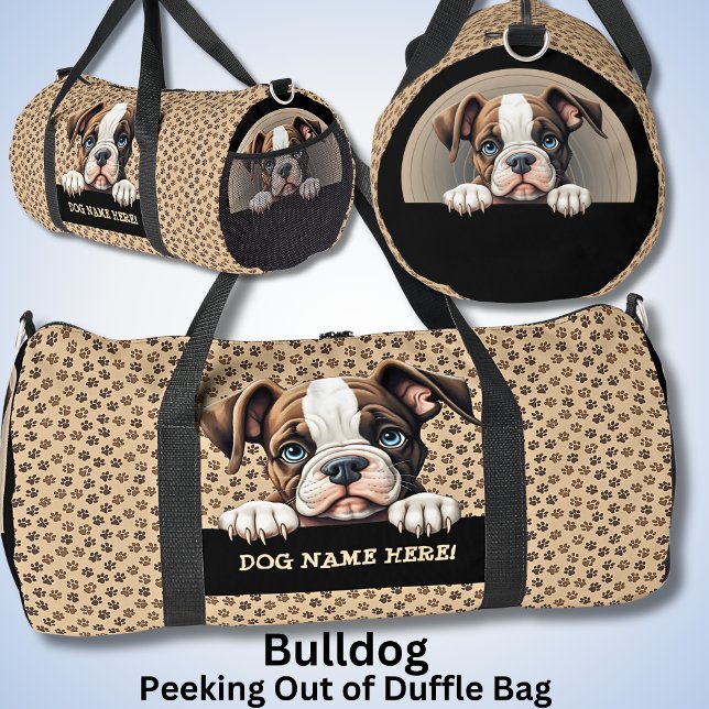Add Dog Name Your Name, Bulldog Duffle Bag (Creator Uploaded)