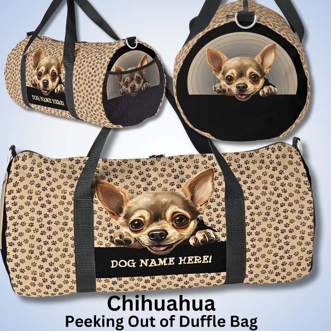 Add Dog Name Your Name, Chihuahua Duffle Bag (Creator Uploaded)