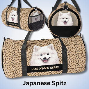 Add Dog Name, Your Name, Japanese Spitz Duffle Bag