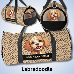 Add Dog Name, Your Name, Labradoodle Duffle Bag