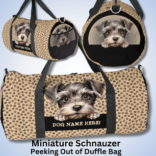 Add Dog Name Your Name, Miniature Schnauzer Duffle Bag
