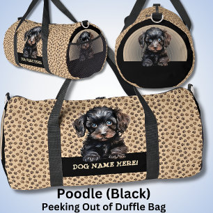 Add Dog Name Your Name, Poodle - Black Duffle Bag