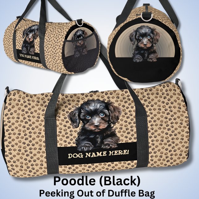 Add Dog Name Your Name, Poodle - Black Duffle Bag (Creator Uploaded)