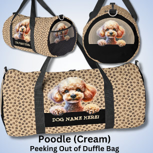 Add Dog Name Your Name, Poodle - Cream -  Duffle Bag