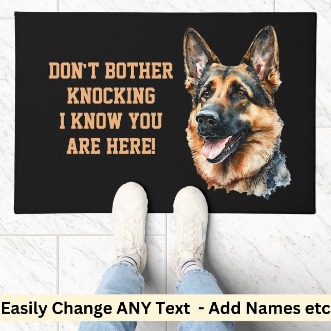 Add Dog Photo Edit Text Don't Knock, Know You Here Doormat (Creator Uploaded)