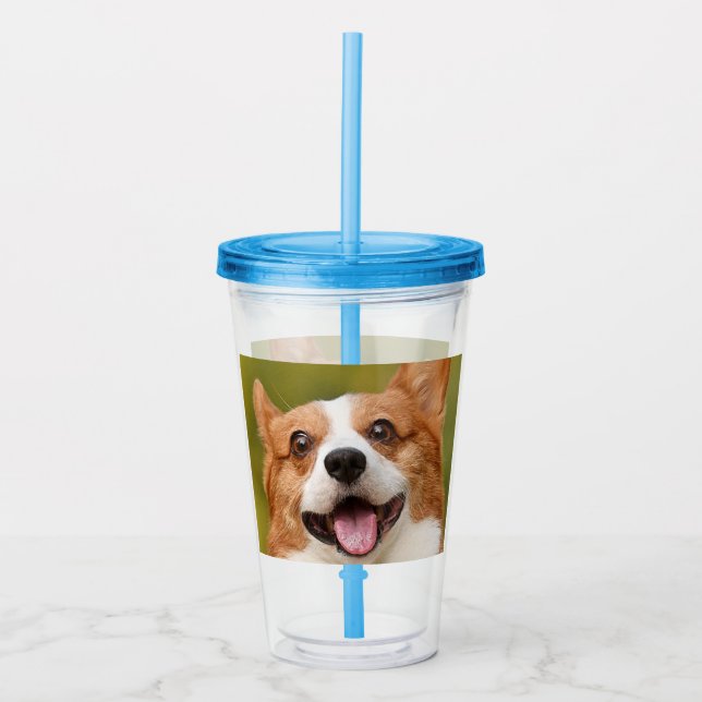 Add Dog Photo Personalised Customised Acrylic Tumbler (Front)