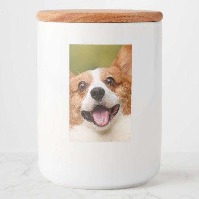Add Dog Photo Personalised Customised Food Label (Front)