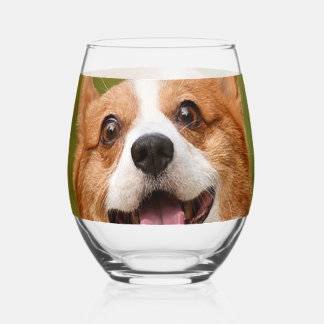 Add Dog Photo Personalised Customised Stemless Wine Glass