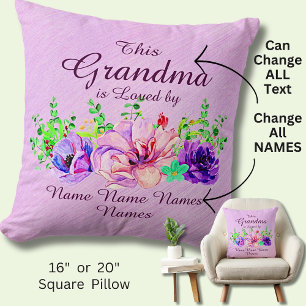 Add Edit Names - This Grandma is Loved by Floral Cushion