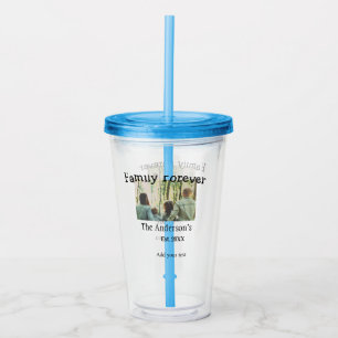 Add family name photo year rustic vintage holiday acrylic tumbler