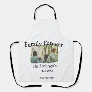 Add family name photo year rustic vintage holiday apron