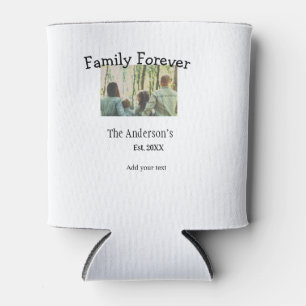 Add family name photo year rustic vintage holiday can cooler